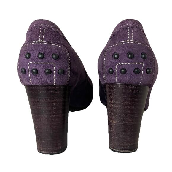 Tod’s Purple Lavender Suede Heeled Loafer Elegant Designer Italian Sz 7 - Picture 8 of 16